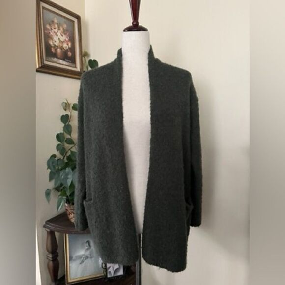 J. Jill Green Cardigan Sweater Soft Knit Open Front - Picture 1 of 4